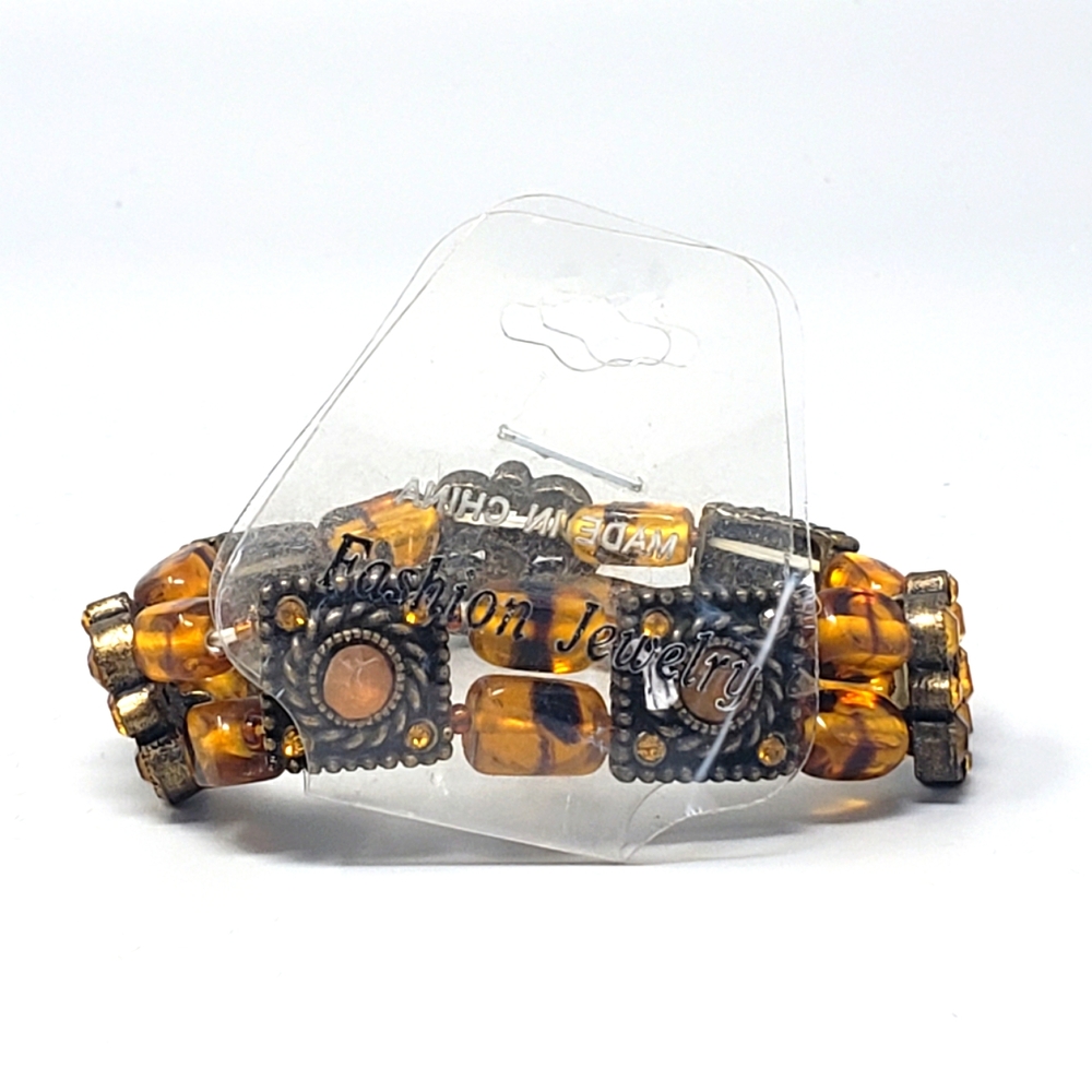 Beaded Yellow Rhinestones Stretch Bracelet